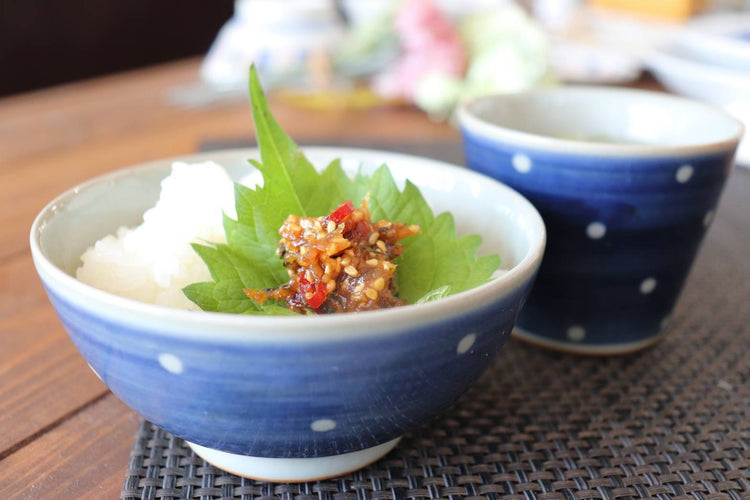 呉須巻き・水玉ハーフ 茶碗