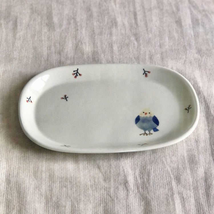 楕円タタラ皿 インコ