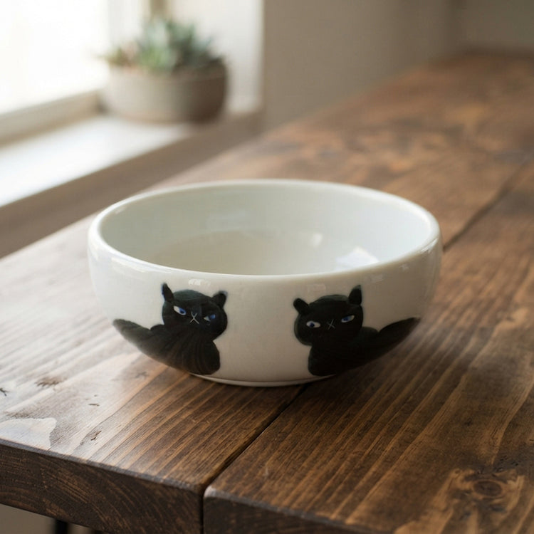 ４寸鉢　黒ねこ