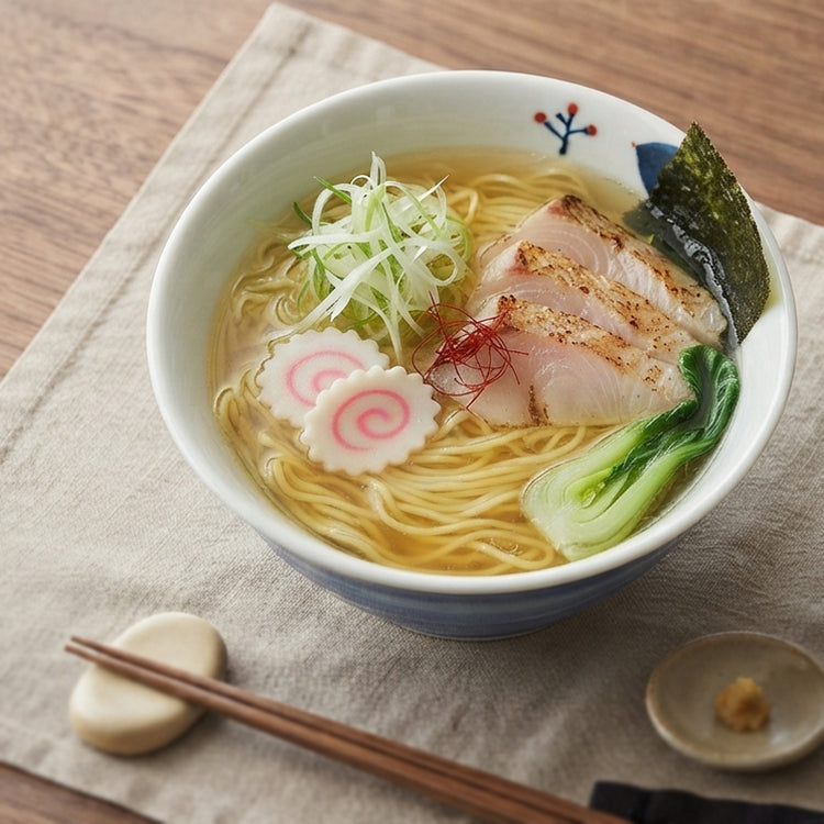 ラーメンうどん鉢　鳥と赤い実　呉須巻