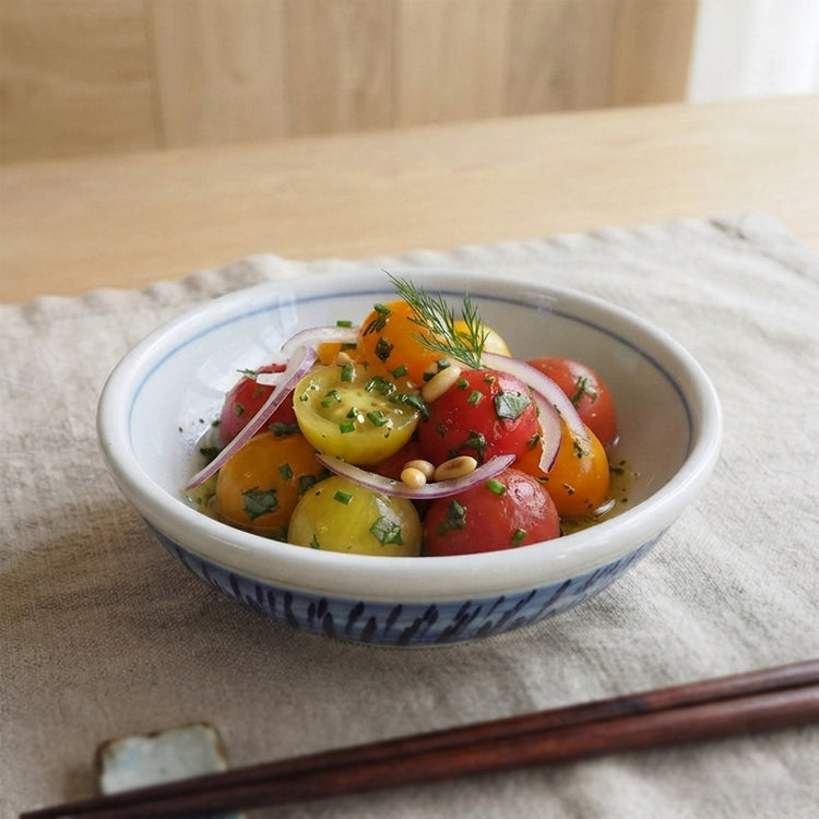 玉ぶち小鉢【とびかんな　青】
