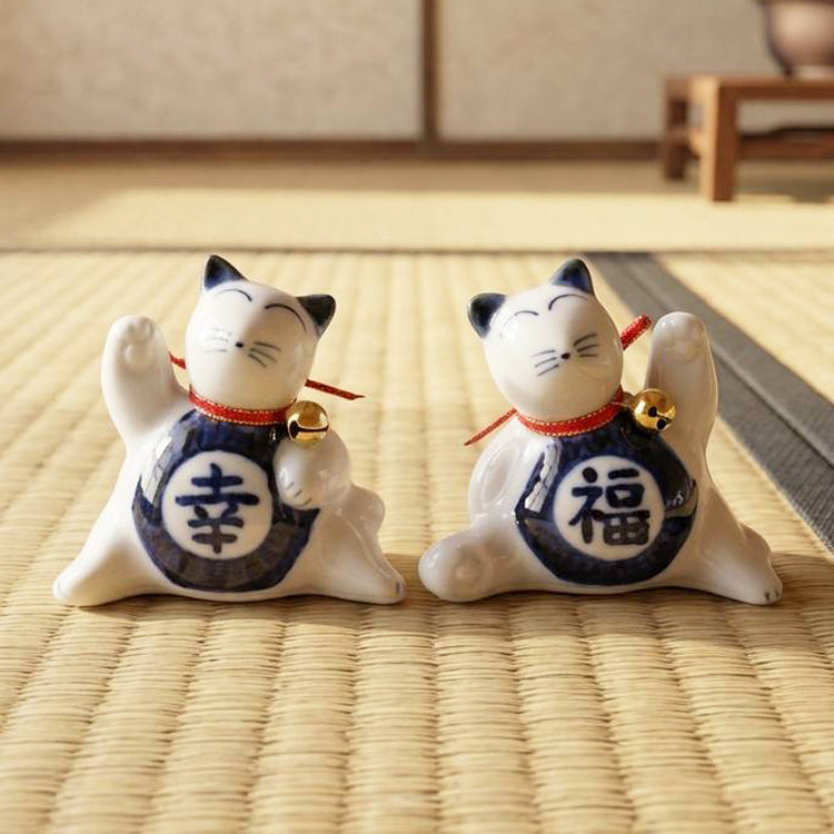招き猫　幸・福【小】セット（右手１・左手１）